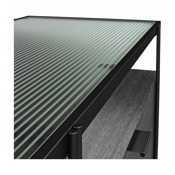 Czarna szafka pod TV w dekorze dębu 140x50 cm Wainwright – Queer Eye-image-1