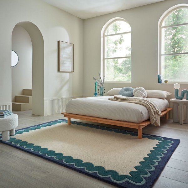 Wełniany dywan tkany ręcznie w naturalnym kolorze/zielononiebieski 200x290 cm Wiggle Wool – Flair Rugs-image-1