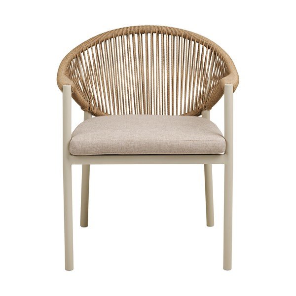 Beżowe metalowe tapicerowane krzesło ogrodowe Abela – House Nordic-image-2