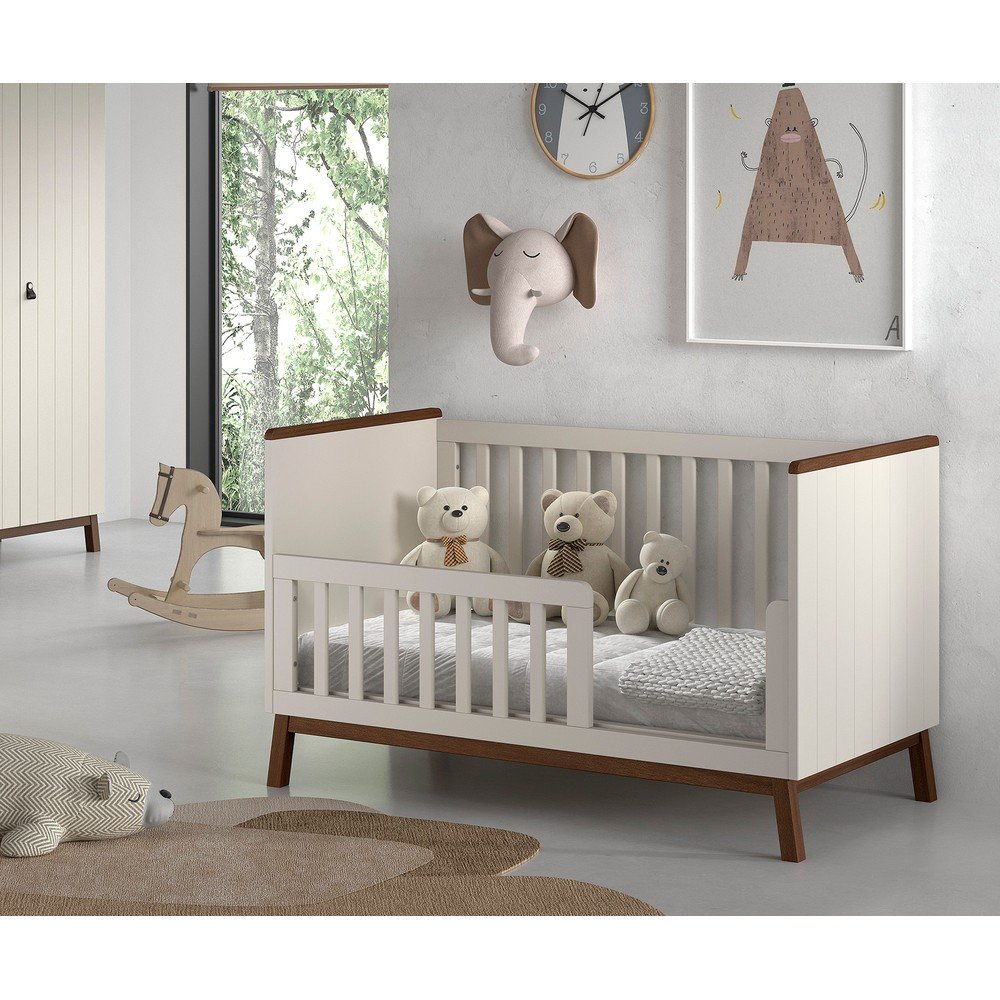 Beżowe łóżeczko z litego drewna sosnowego ze zdejmowanym bokiem/z regulowaną wysokością 70x140 cm Sezane – Vipack (zdjęcie 4)