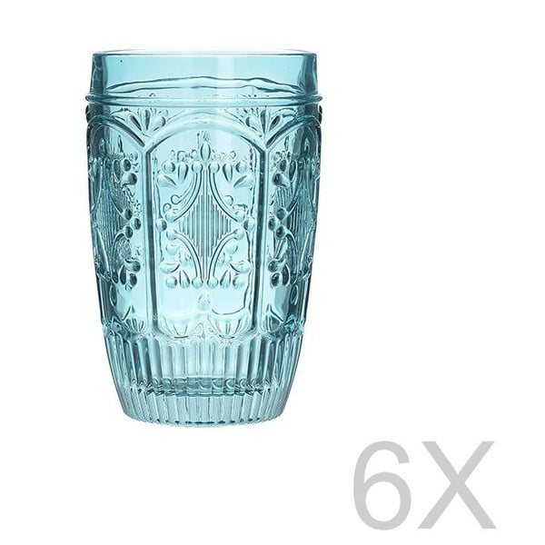 Zestaw 6 niebieskich przezroczystych szklanek InArt Glamour Beverage, wys. 13 cm
