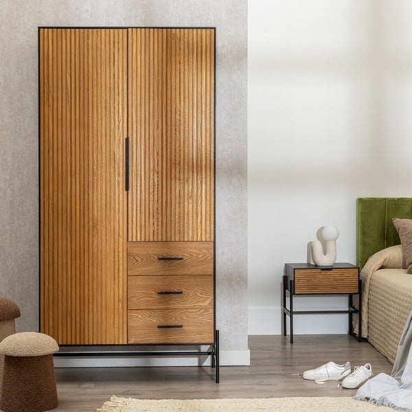 Szafa w dekorze jesionu w naturalnym kolorze 104x203 cm – Ixia-image-1