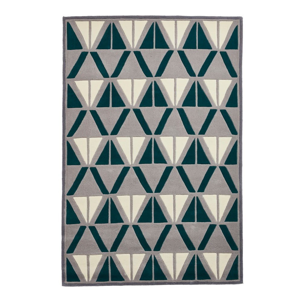 Szaro-zielony ręcznie tkany dywan Think Rugs Hong Kong Barma Grey & Green, 120x170 cm