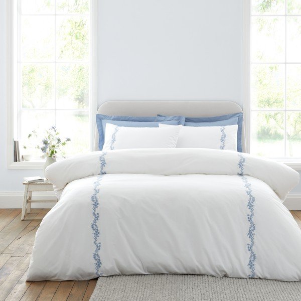 Biała pościel dwuosobowa z perkalu bawełnianego 3-częściowa 200x200 cm Camille Embroidered Floral – Bianca-image-2