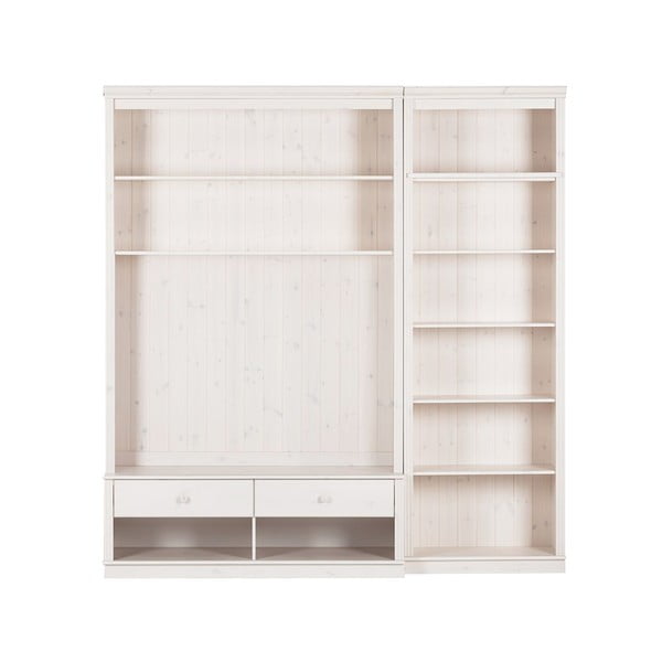 Biały zestaw pod TV z litego drewna sosnowego 214x223 cm Anita – Støraa