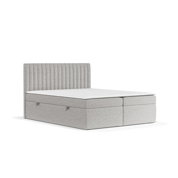 Jasnoszare łóżko boxspring ze schowkiem 180x200 cm Spencer – Maison de Rêve