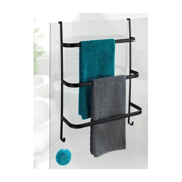 Czarny wieszak na ręczniki Wenko Towel Holder Black, 21x54 cm-image-4