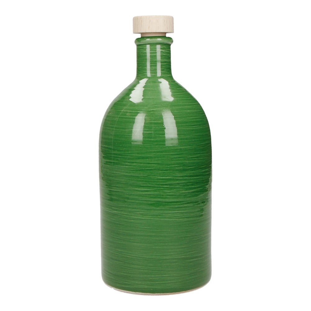 Zielona ceramiczna butelka na olej Brandani Maiolica, 500 ml