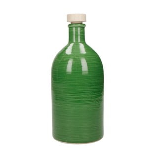Zielona ceramiczna butelka na olej Brandani Maiolica, 500 ml