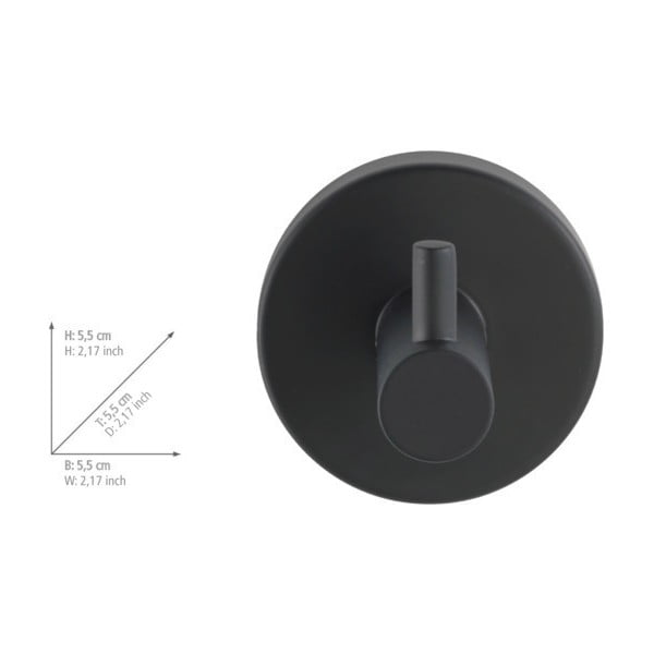 Samoprzylepny haczyk ze stali nierdzewnej w kolorze matowej czerni Bosio – Wenko-image-1