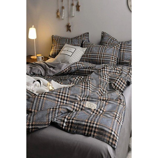Szara bawełniana pościel jednoosobowa z prześcieradłem 160x220 cm – Mila Home-image-3