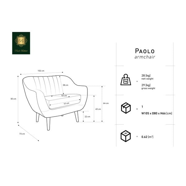 Musztardowy fotel Mazzini Sofas Benito-image-2