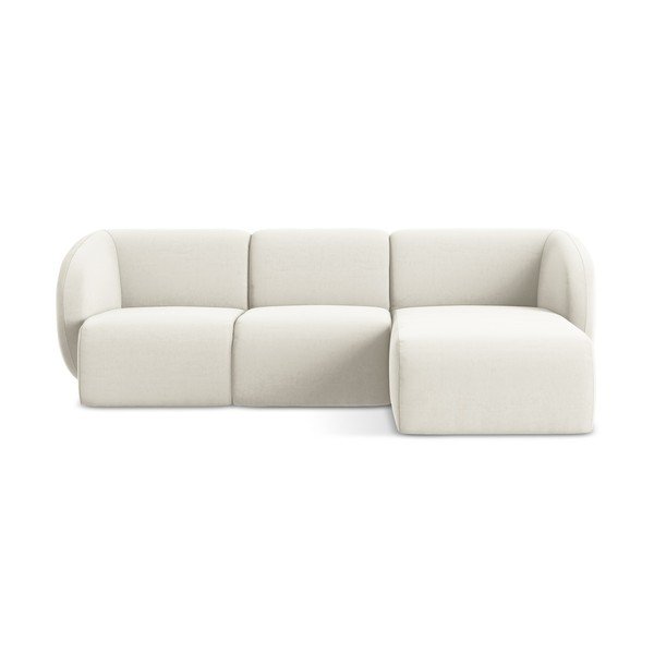 Beżowy aksamitny narożnik (prawostronny/z szezlongiem) Lani – Makamii