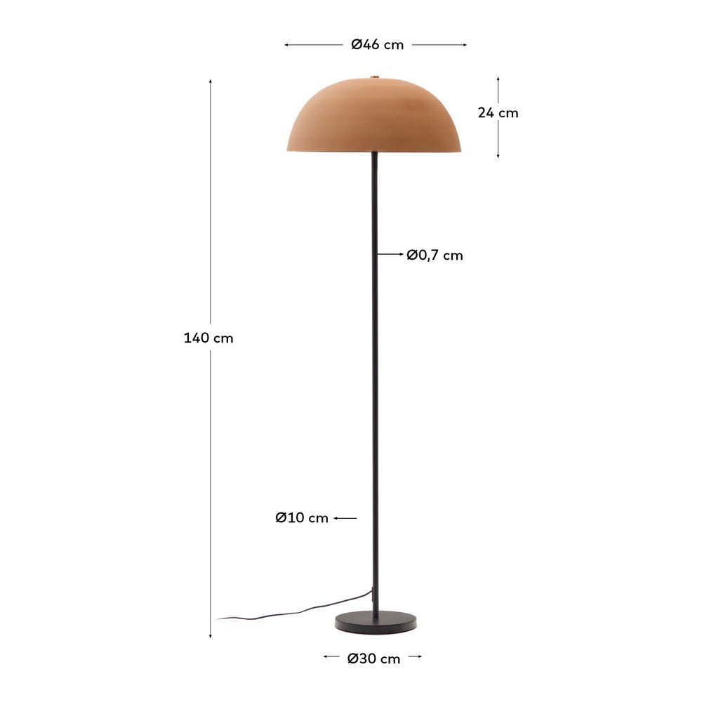 Lampa stojąca w kolorze terakoty z metalowym kloszem (wysokość 140 cm) Nibla – Kave Home (zdjęcie 7)