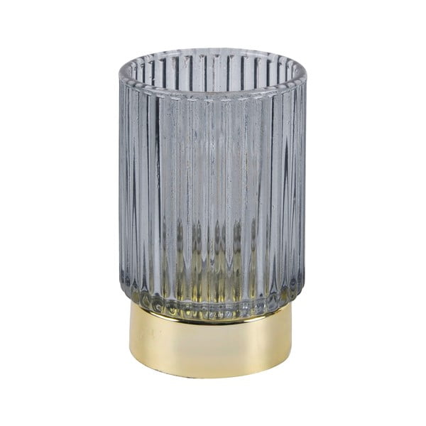 Szara szklana lampka dekoracyjna LED PT LIVING Ribbed