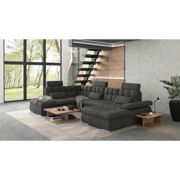 Antracytowy rozkładany narożnik ze schowkiem (lewostronny/w kształcie litery U) Merkur – Ropez-image-3