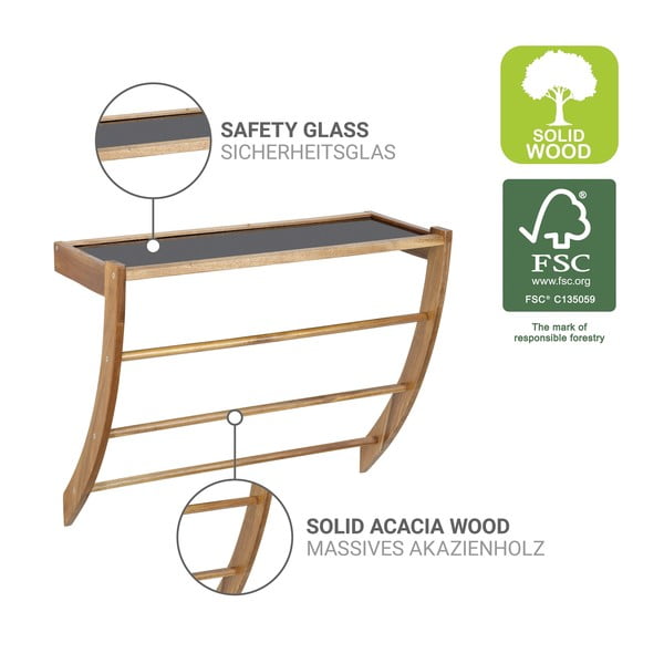 Ścienny drewniany wieszak na ręczniki w ciemnym naturalnym kolorze Fondi – Wenko-image-3