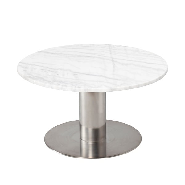 Biały marmurowy stolik z konstrukcją w kolorze srebra RGE Pepo, ⌀ 85 cm