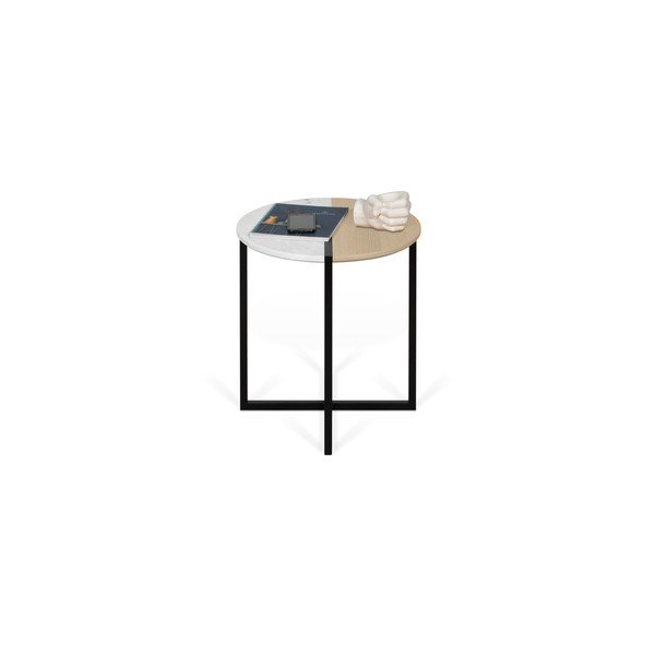 Stolik z blatem z drewna dębowego i marmuru ø 50 cm Sonata – TemaHome-image-4