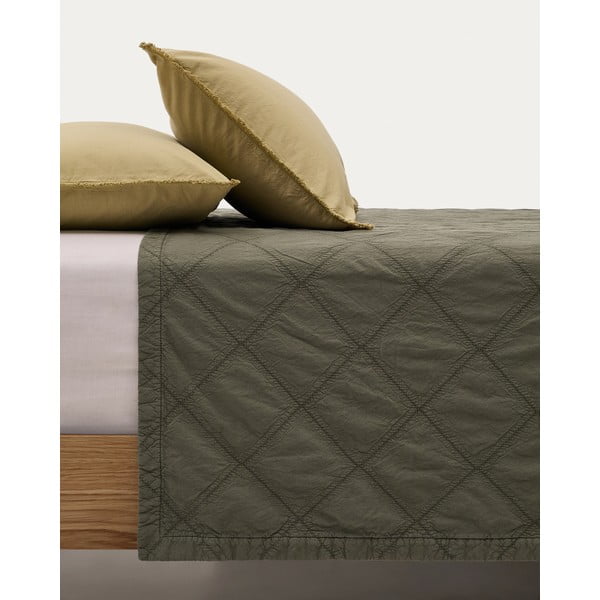 Zielona bawełniana narzuta pikowana 180x260 cm Serla – Kave Home