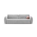 Jasnoszara aksamitna rozkładana/ze schowkiem sofa 262 cm Tonale – Cosmopolitan Design
