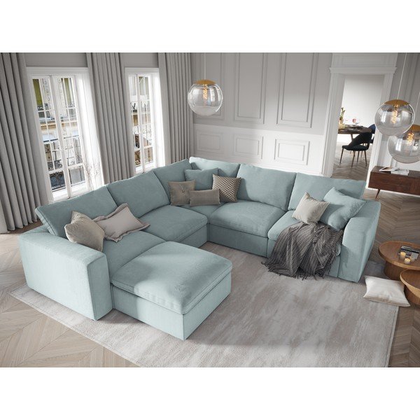 Jasnoniebieska dwustronna narożna część sztruksowej sofy modułowej Windsor & Co Sofas Galaxy-image-4