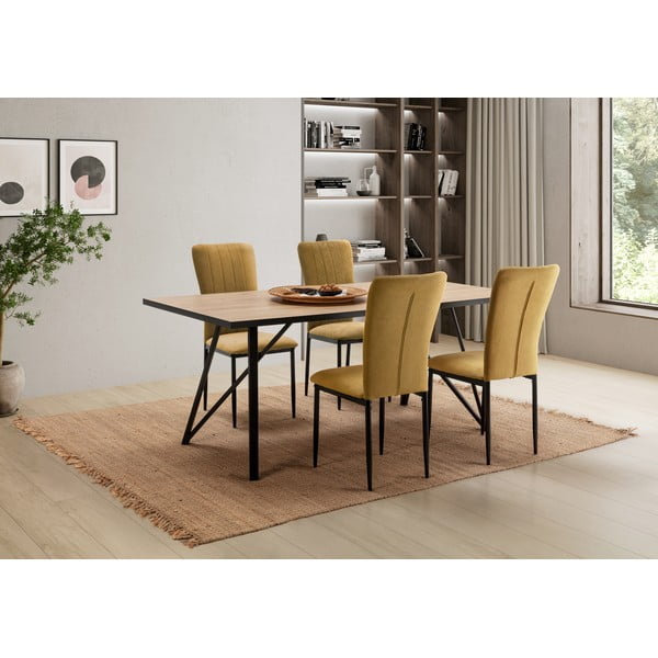 Musztardowe krzesła zestaw 4 szt. Holly – Marckeric-image-1