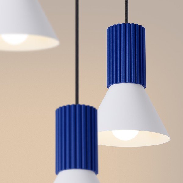 Niebieska metalowa lampa wisząca ø 30 cm Niru – Sollux-image-3