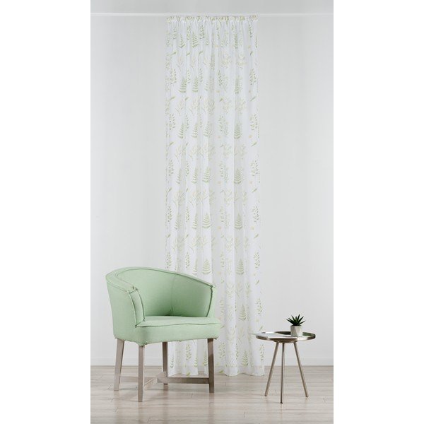 Biało-zielona firanka 140x245 cm Caledonia – Mendola Fabrics-image-1