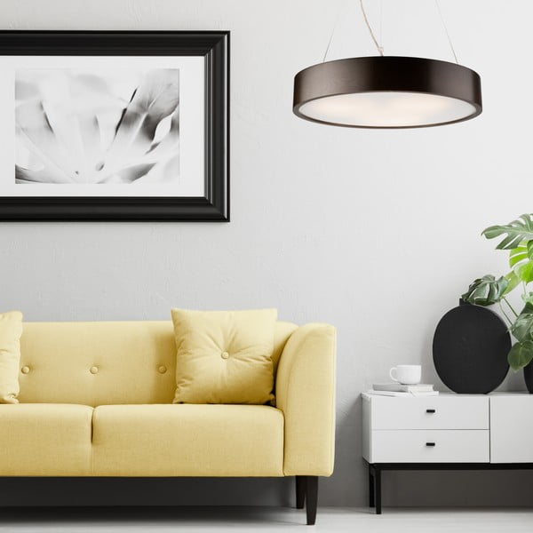 Ciemnobrązowa lampa wisząca z szklanym kloszem ø 47 cm Eveline – LAMKUR-image-1