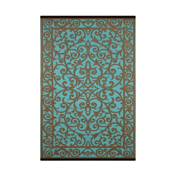 Turkusowo-szary dwustronny dywan zewnętrzny Green Decore Try, 90x150 cm