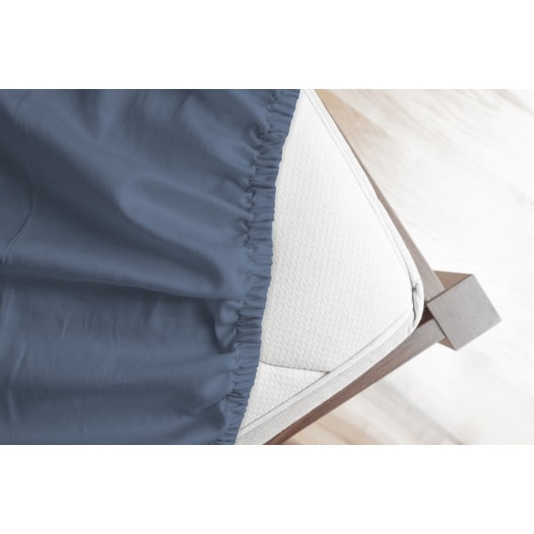 Niebieskie flanelowe prześcieradło z gumką 180x200 cm – Good Morning-image-1