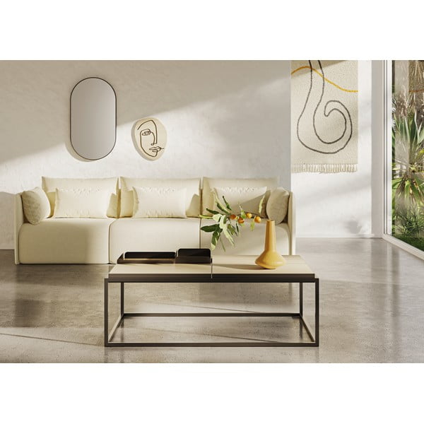 Czarny stolik z blatem w dekorze dębu 75x120 cm Douro – TemaHome-image-1