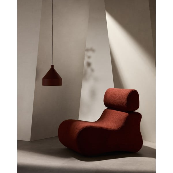 Fotel z materiału bouclé w kolorze terakoty Club – Kave Home-image-1