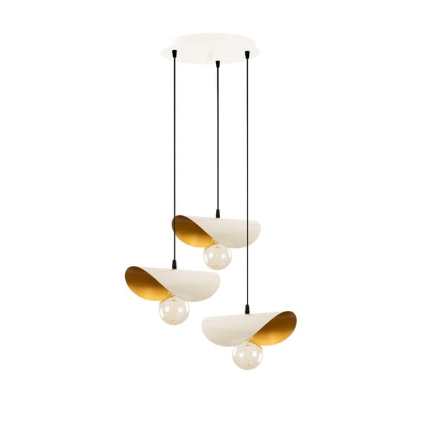 Lampa wisząca w biało-złotym kolorze z metalowym kloszem Sivani – Opviq lights