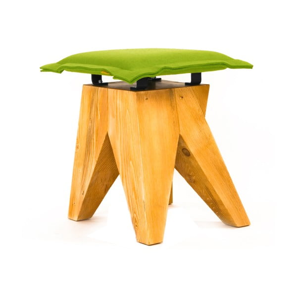 Drewniany stołek Low, zielony