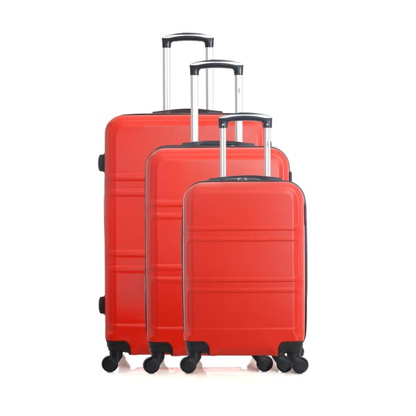Zestaw 3 czerwonych walizek na kółkach Hero Utah