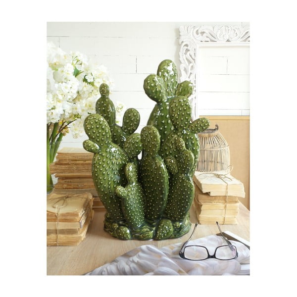 Zielona dekoracja ceramiczna Orchidea Milano Arizona Cactus, wys. 47 cm