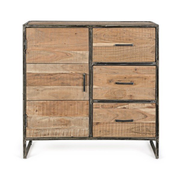 Komoda z litego drewna akacjowego w naturalnym kolorze 90x90x40 cm Elmer – Bizzotto-image-2