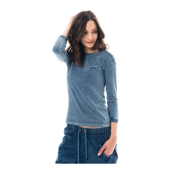Bawełniana bluzka barwiona indygo Lull Loungewear Genes New Style, rozm. XS