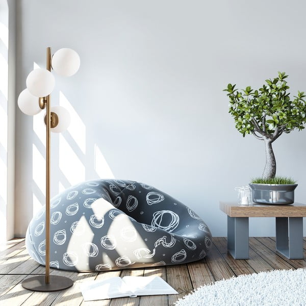 Lampa stojąca w czarno-złotym kolorze ze szklanym kloszem (wysokość 130 cm) Faze – Opviq lights-image-1