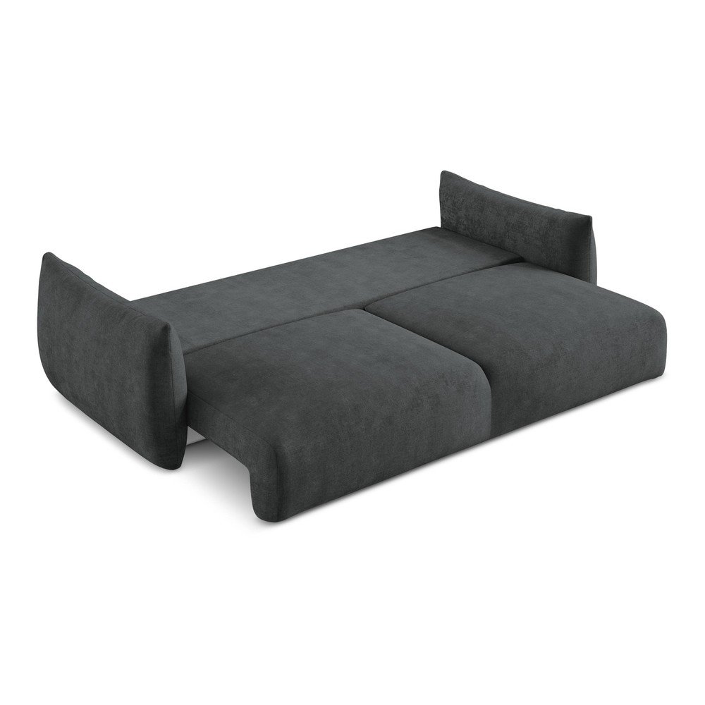 Ciemnoszara rozkładana sofa z tkaniny szenilowej 230 cm Leila – Makamii (zdjęcie 5)