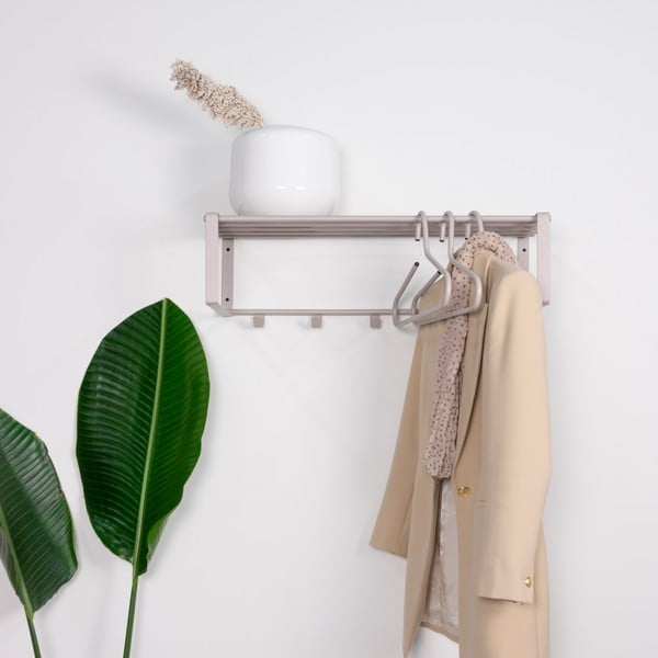 Szarobrązowy metalowy wieszak ścienny z półką 70 cm Rex – Spinder Design-image-1