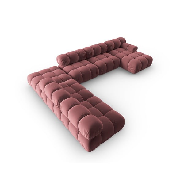 Różowa aksamitna sofa 379 cm Bellis – Micadoni Home-image-4
