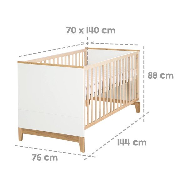 Biało-naturalne łóżeczko z litego drewna bukowego 70x140 cm Finn – Roba-image-4