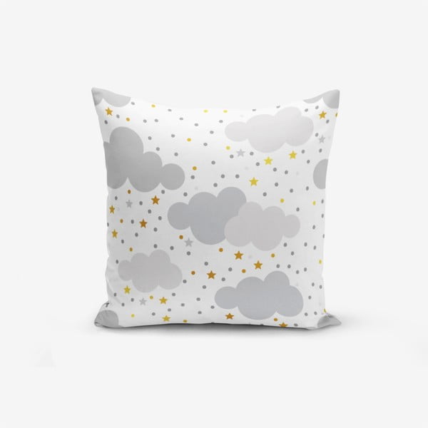 Poszewka na poduszkę z domieszką bawełny Minimalist Cushion Covers Grey Clouds With Points Stars, 45x45 cm