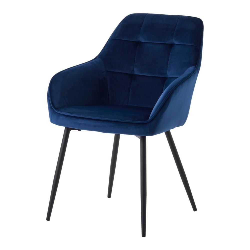 Ciemnoniebieskie tapicerowane fotele jadalniane zestaw z podłokietnikami 2 szt. Nolan Square – Unique Furniture (zdjęcie 6)