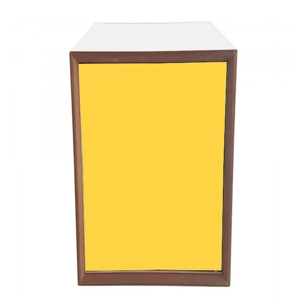 Prostokątna półka modułowa z białym korpusem i żółtymi drzwiami Ragaba PIXEL, 40 x 80 cm