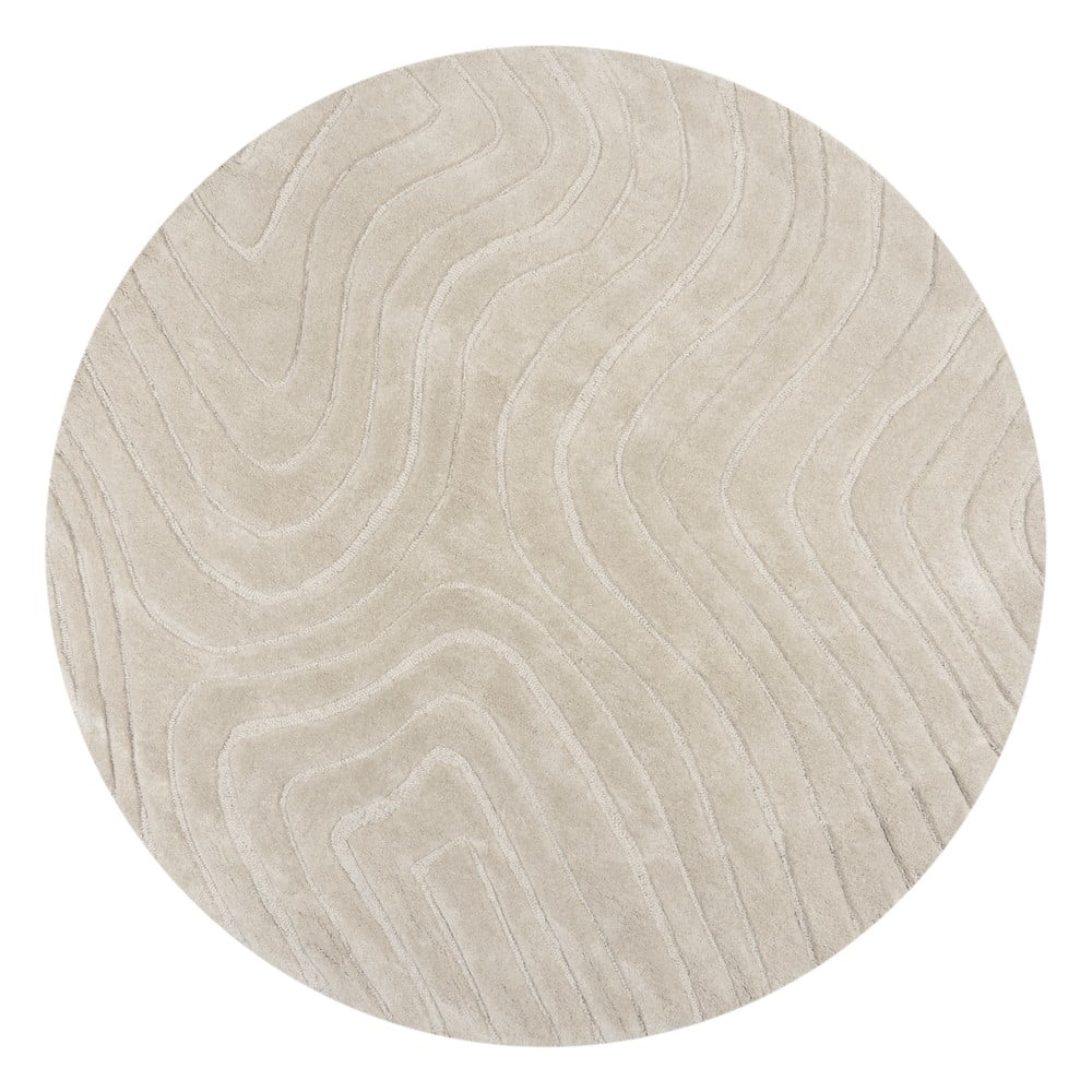 Kremowy wełniany okrągły dywan tkany ręcznie ø 160 cm Mesmerise Natural – Flair Rugs