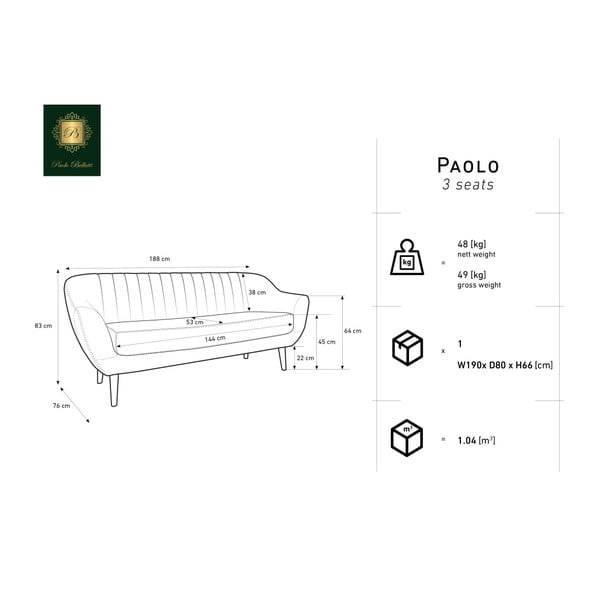 Granatowa sofa 3-osobowa Mazzini Sofas Benito-image-2
